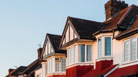 Getty Images The roofs of houses visible in a photo on a clear blue day