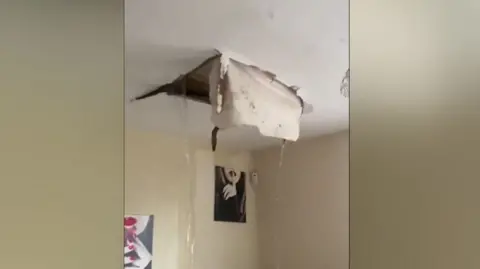 Collapsed ceiling in Nicole Waters home