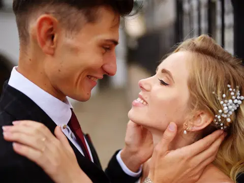 Andrii and Alina on their wedding day four years ago