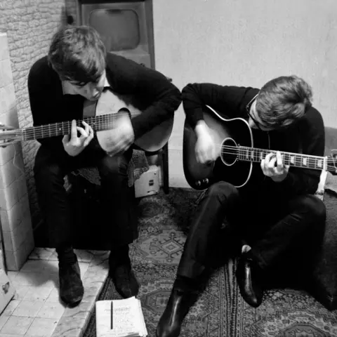 Mike McCartney Paul McCartney and John Lennon writing I Saw Her Standing There