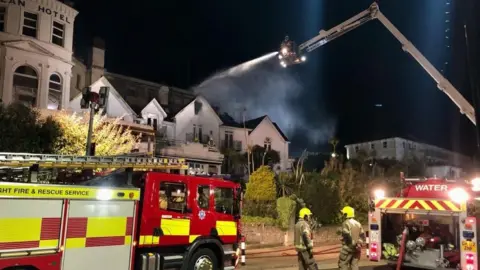 HIWFRS Firefighters tackle blaze at Ocean Hotel in Sandown