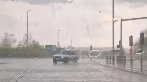 Flooding on roads in Bradford