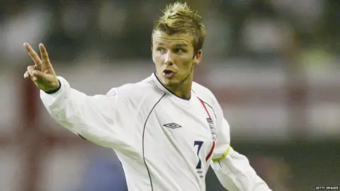 Getty Images David Beckham looked back in 2002