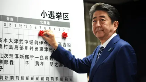 Getty Images Shinzo Abe at LDP headquarters