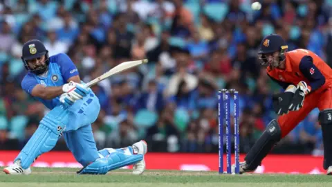 Getty Images Rohit Sharma of India bats during the ICC Men's T20 World Cup match between India and Netherlands at Sydney Cricket Ground on October 27, 2022 in Sydney, Australia.