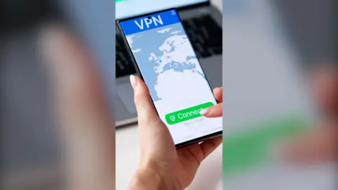 A phone with a VPN screen that says connect