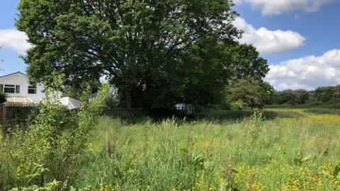 Land at rear of houses for proposed road