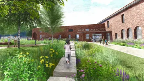 Urban and Civic Waterbeach Ltd Designer images of plaza and school