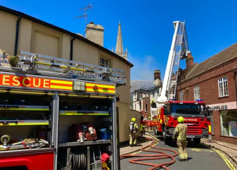 BBC/Martin Giles Fire crews in Harwich