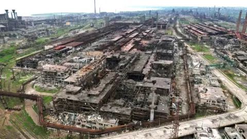 Reuters Destroyed facilities at Mariupol's Azovstal steelworks. Photo: May 2022