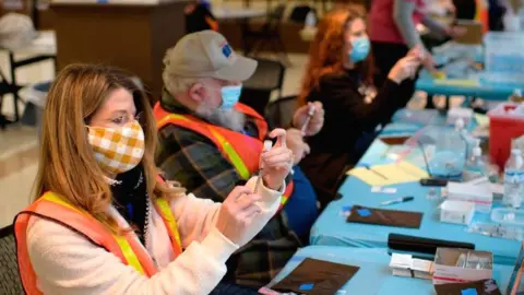 AFP Vaccination centre workers in League City, Texas