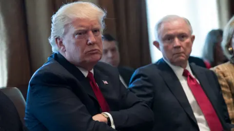 Getty Images Donald Trump and Jeff Sessions sit in a White House meeting