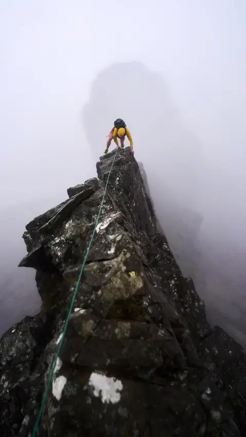 Hamish Frost Alex on the Inaccessible Pinnacle on Skye