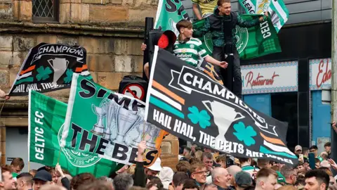 Getty Images Thousands of fans gathered in the Trongate area of Glasgow after the game