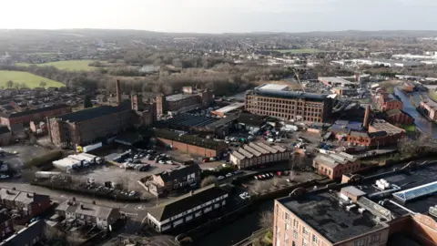 Aerial view of the site where 800 new homes will be created in Wigan.