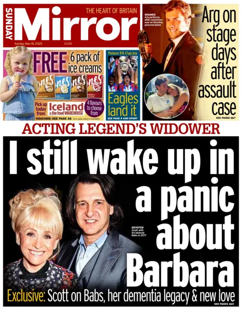 Front page of the Sunday Mirror which reads 