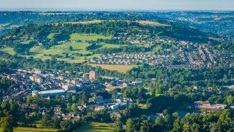 Stroud town seen from the air