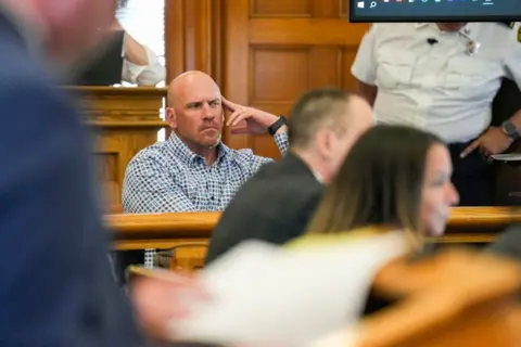 Getty Images Paul O'Keefe looks intently in a court room