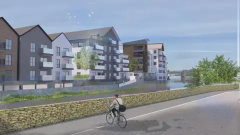 DANDARA A CGI of modern housing along a riverside