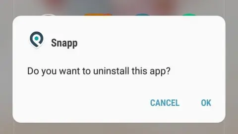 Twitter Snapp uninstall message