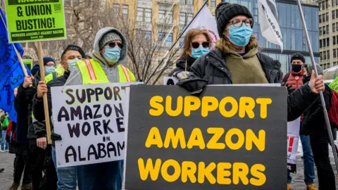 Getty Images Anti-Amazon union rally