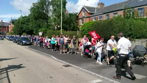 Protestors in Oswestry