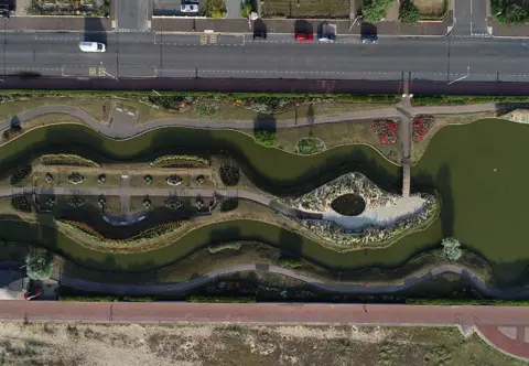 Aerial view of Great Yarmouth's waterway