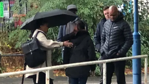 BBC A resident remonstrated with Marvin Rees when he arrived at the block on Thursday