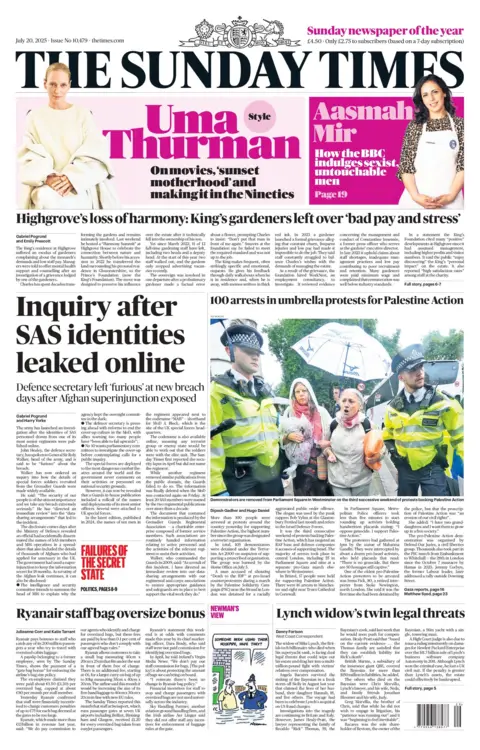 BBC "Inquiry after SAS identities leaked online" reads the headline on the front page of The Sunday Times.