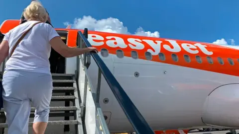 Getty Images Passenger boarding Easyjet jet