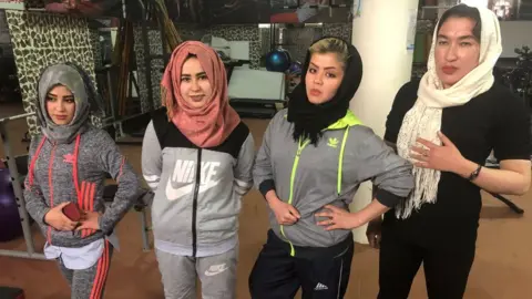 Afghan women in the gym