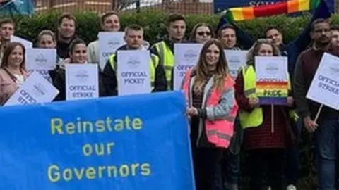 Protesters outside John Fisher School