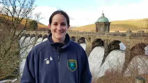 Jen Newman Jen Newman in front of the Craig Goch Dam