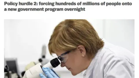 AFP/@voxdotcom American media company Vox used an image of Nichola Sturgeon peering into a microscope as a stock image of a scientist.