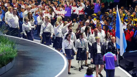 PA Media Team Scotland enter the arena