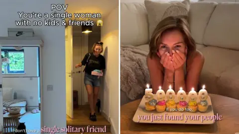 @dramafreediaries A composite of a woman dressed in a black T-shirt coming home and a woman sitting in front of multicoloured cupcakes on a coffee table.