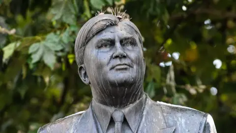 Wales News Service A photo of the spikes on top of the statue.