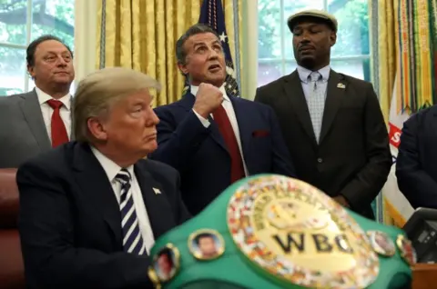 Getty Images "Keep punching, Jack," said Mr Stallone at the Oval Office announcement