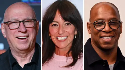 Getty Images Ken Bruce, Davina McCall and Ian Wright