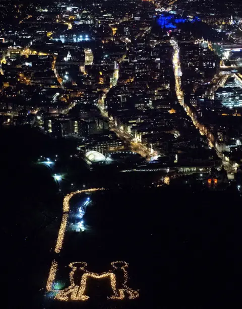 Peter Sandground Torchlight procession from the air