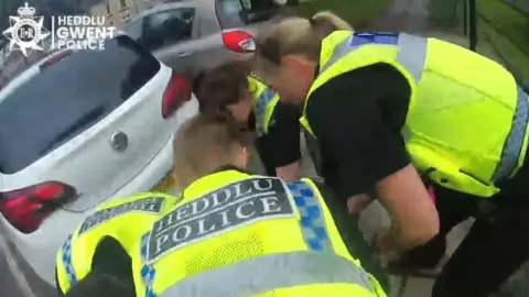 Gwent Police Bodycam footage showing police trying to arrest a man