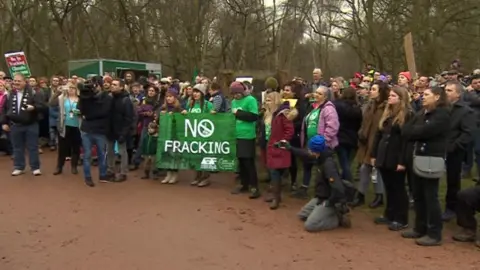 Protestors in Sherwood Forest