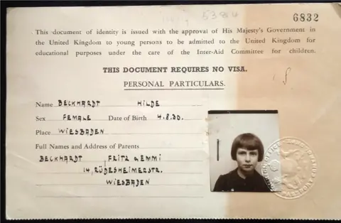 Felix Couchman Suse Beckhardt's Kindertransport paper