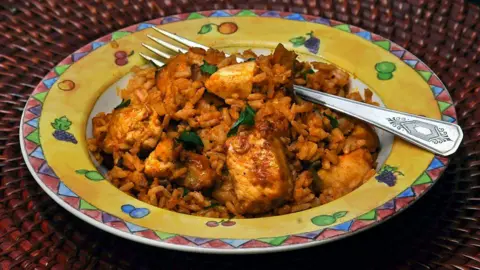 Getty Images A dish called Jambalaya (rice and chicken)