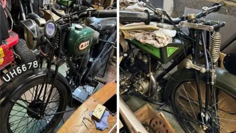 Thames Valley Police Vintage BSD motorbike and Royal Enfield 1920s motorbike.