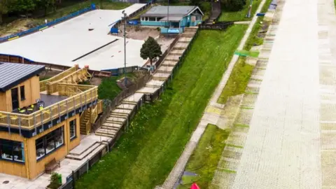 The Hill/Rossendale Leisure Trust Aerial view of the Hill dry ski slope in Rossendale, Lancashire.