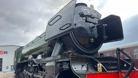 BBC An engine parked on show for a railway event