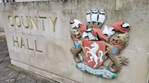 BBC County Hall sign outside Kent County Council headquarters in Maidstone.