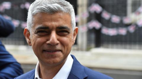 Sadiq Khan pictured close up in Downing Street
