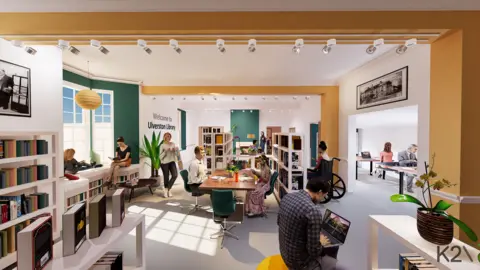 Westmorland and Furness Council An artists impression of the proposed new library services at The Coro